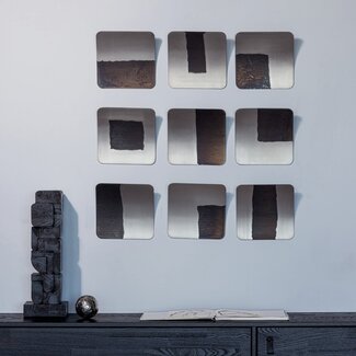 Woood Wanddeco Nami metaal nikkel - set van 9