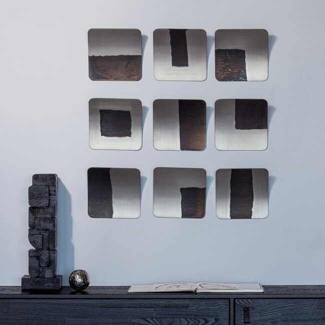 Woood Wanddeco Nami metaal nikkel - set van 9