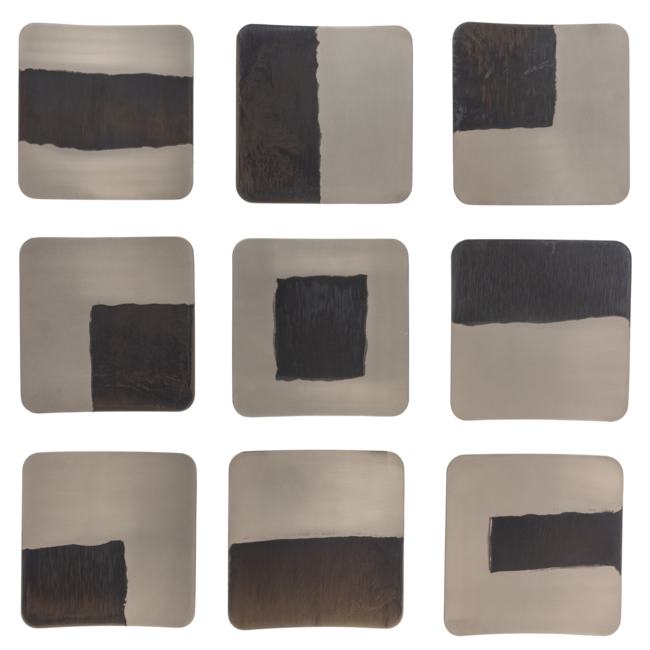 Woood Wanddeco Nami metaal nikkel - set van 9