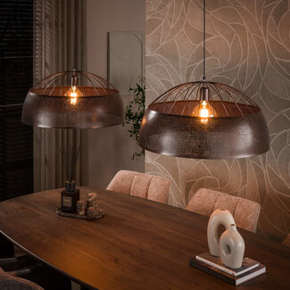 WoonStijl Hanglamp Screen open 2-lichts Ø60cm Antiek koper