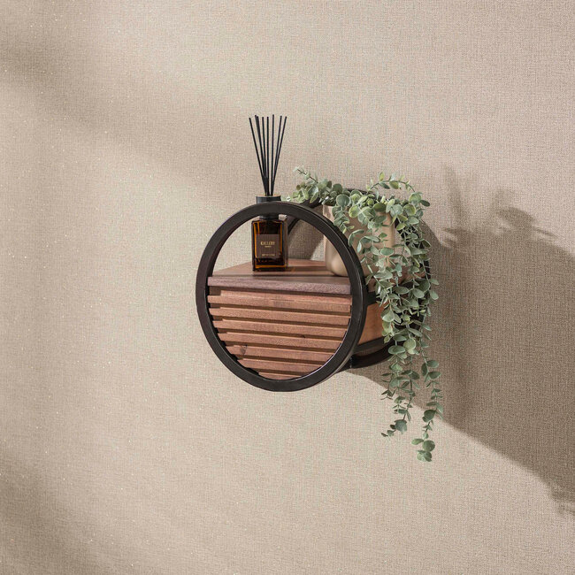 WoonStijl Wandschap Circular 1 lade Ø30cm Acacia bruin