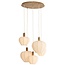 Light en Living Hanglamp 5L Ø76x140 cm HUXI naturel houtprint + linnen crème