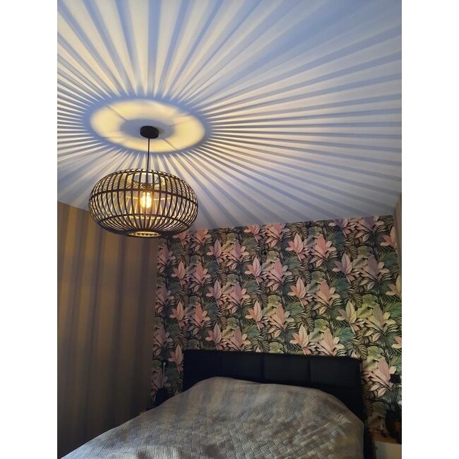 Light en Living Hanglamp Indy bamboe zwart Ø55 cm