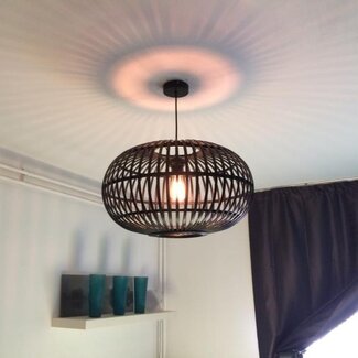 Light en Living Hanglamp Indy bamboe zwart Ø55 cm