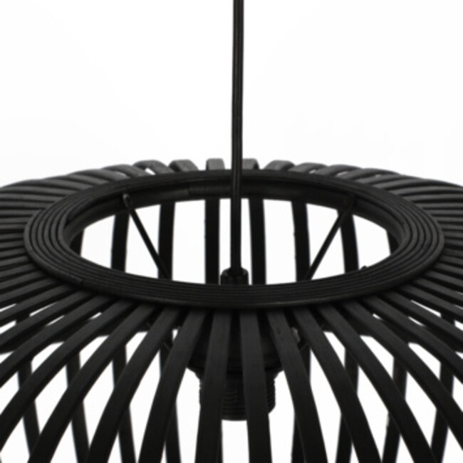 Light en Living Hanglamp Indy bamboe zwart Ø55 cm