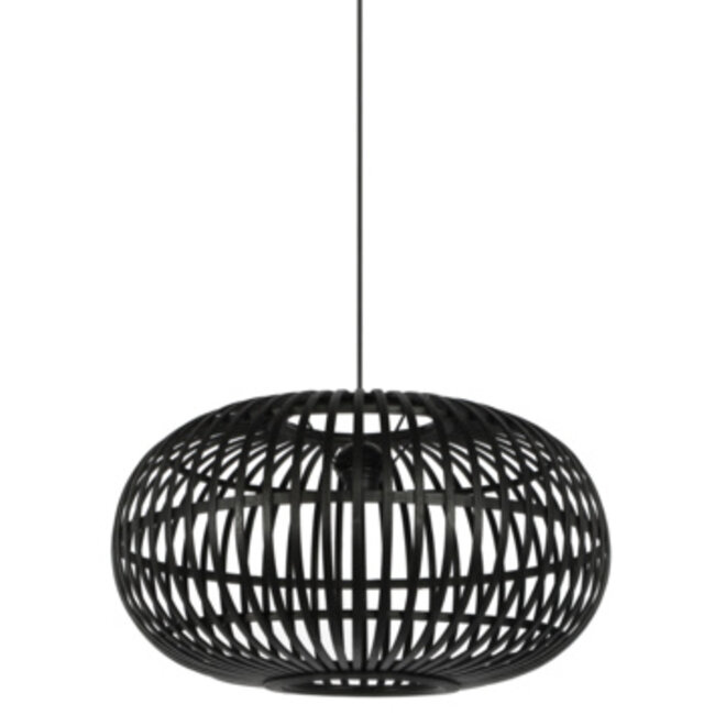 Light en Living Hanglamp Indy bamboe zwart Ø55 cm