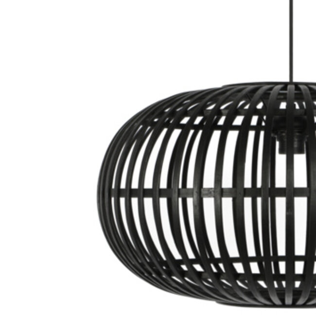 Light en Living Hanglamp Indy bamboe zwart Ø55 cm