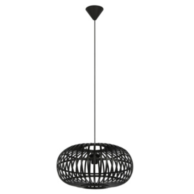 Light en Living Hanglamp Indy bamboe zwart Ø55 cm