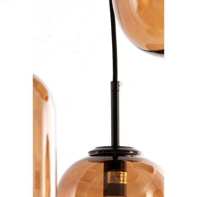 Light en Living Hanglamp Mezza Glas, 5-lamps - Bruin