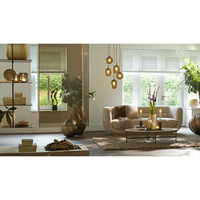 Light en Living Hanglamp Mezza Glas, 5-lamps - Bruin