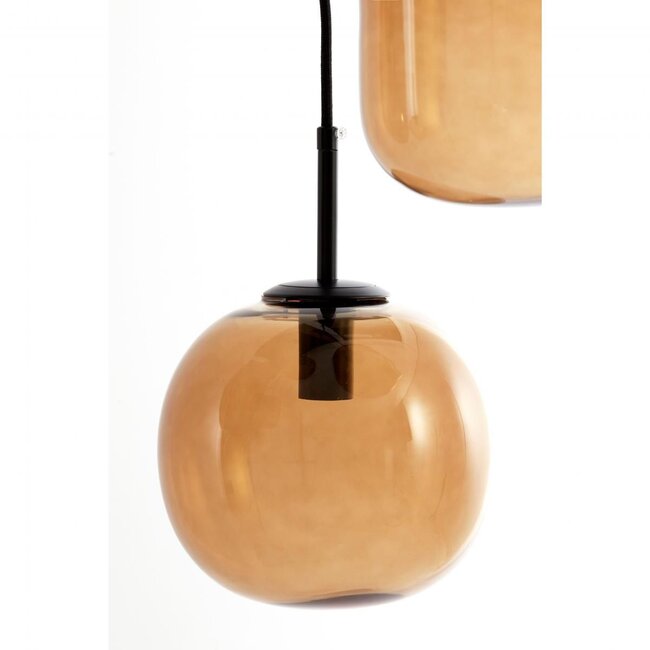 Light en Living Hanglamp Mezza Glas, 5-lamps - Bruin