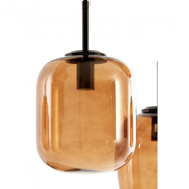 Light en Living Hanglamp Mezza Glas, 5-lamps - Bruin