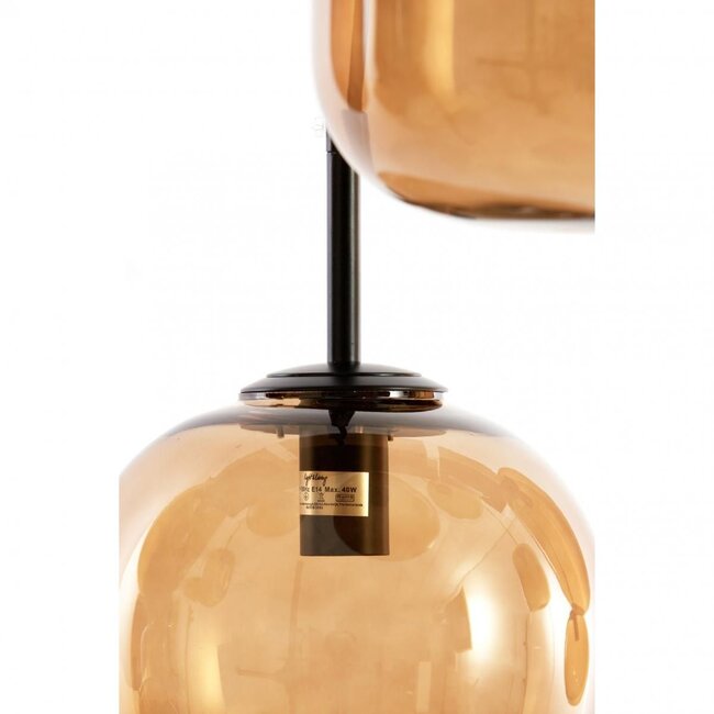 Light en Living Hanglamp Mezza Glas, 5-lamps - Bruin