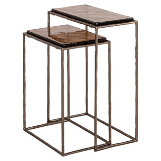 Richmond Interiors  Bijzettafel Villano brons  - Set van 2