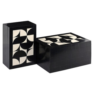 Richmond Interiors  Opbergdoos Rae zwart/wit - Set van 2