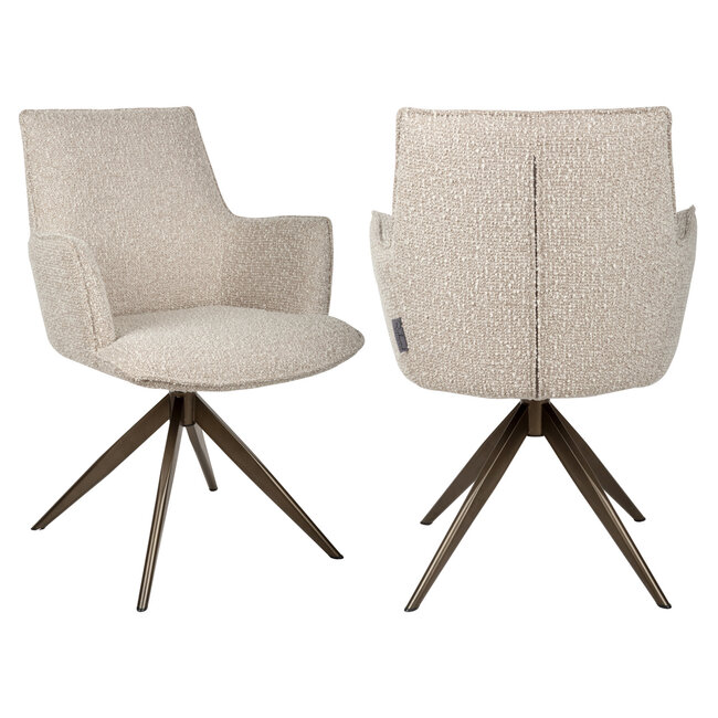 Richmond Interiors  Eetkamerstoel Dakota naturel chunky draaibaar met arm