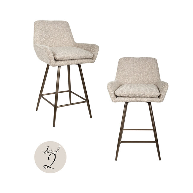 Richmond Interiors  Counterstoel Linsey naturel chunky draaibaar - Set van 2