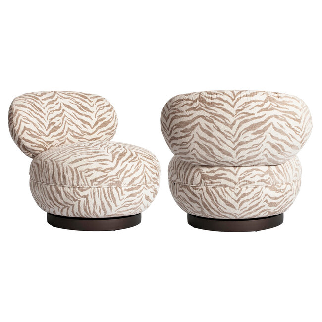 Richmond Interiors  Lounge stoel Jace beige tijger draaibaar