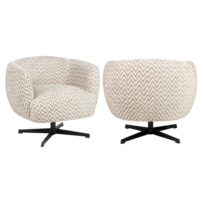 Richmond Interiors  Lounge stoel Estelle zand chevron draaibaar