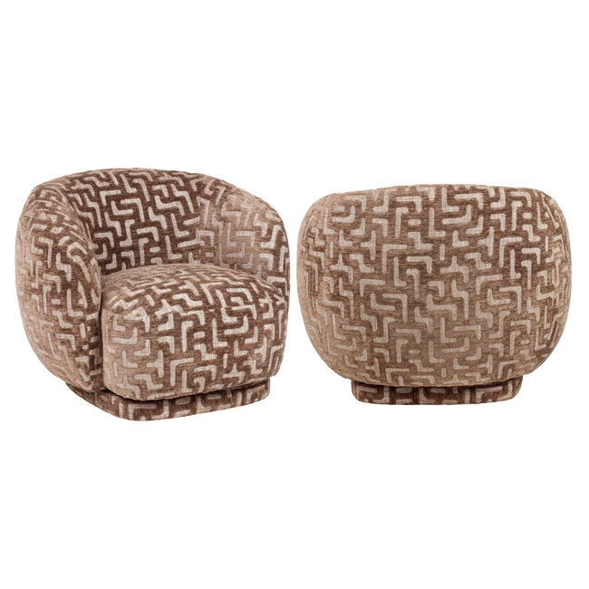 Richmond Interiors  Lounge stoel Negreslo bruin labyrinth
