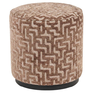 Richmond Interiors  Poef & Voetenbank Lexie bruin labyrinth 45Ø