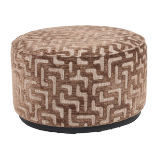 Richmond Interiors  Poef & Voetenbank Lexie bruin labyrinth 70Ø