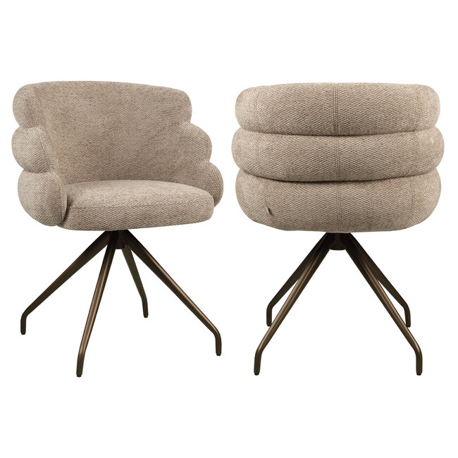 Richmond Interiors  Eetkamerstoel Kayla mocca boldweave draaibaar