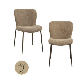 Richmond Interiors  Eetkamerstoel Odarby bruin tweed - Set van 2