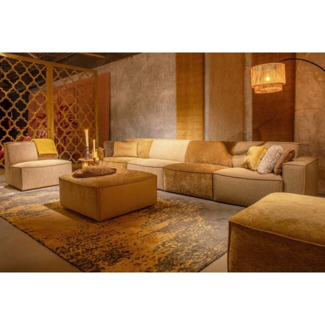 WoonMax Elementenbank Dune - Movie Ivory 101 -  Arm links90 cm - tussenelement 75 cm - Arm rechts 90 cm - hocker 90x90