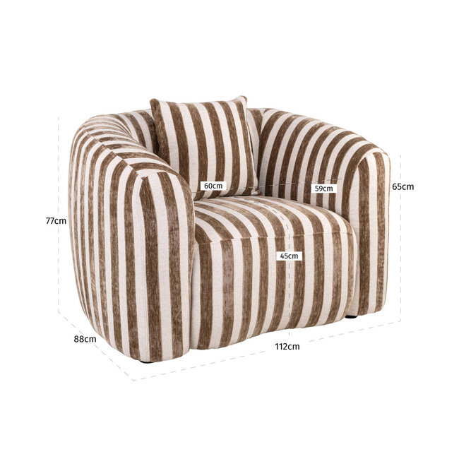 Richmond Interiors  Lounge stoel Luxandra stripes zand