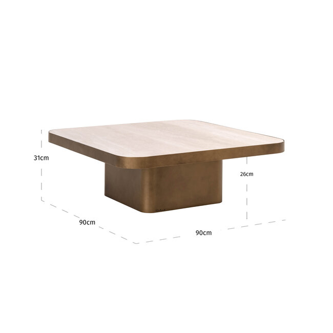 Richmond Interiors  Salontafel Claridge beige 90x90 (cumulus)