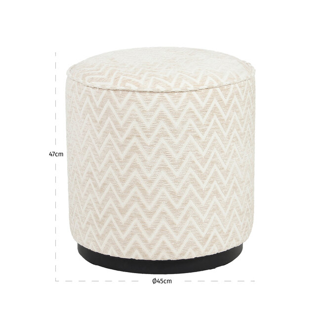 Richmond Interiors  Poef & Voetenbank Lexie beige chevron 45Ø