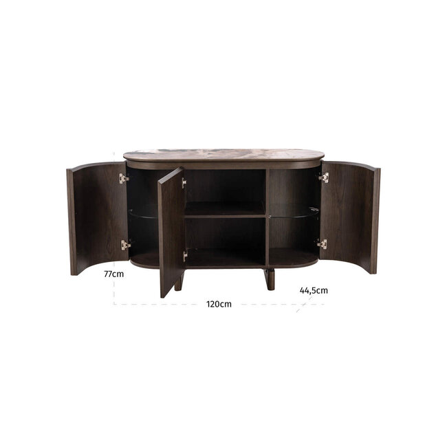 Richmond Interiors  Dressoir Langford bruin 3-doors - 120 cm