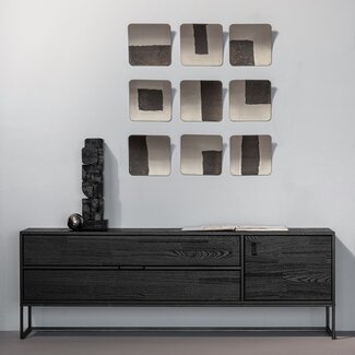 Woood Wanddeco Nami metaal nikkel - set van 9