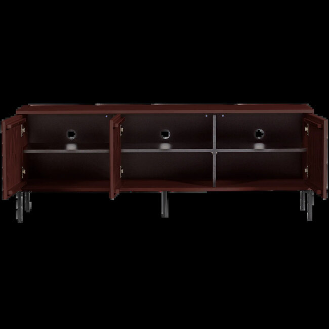 Woood New gravure tv meubel 150 cm grenen Bordeauxrood fsc]