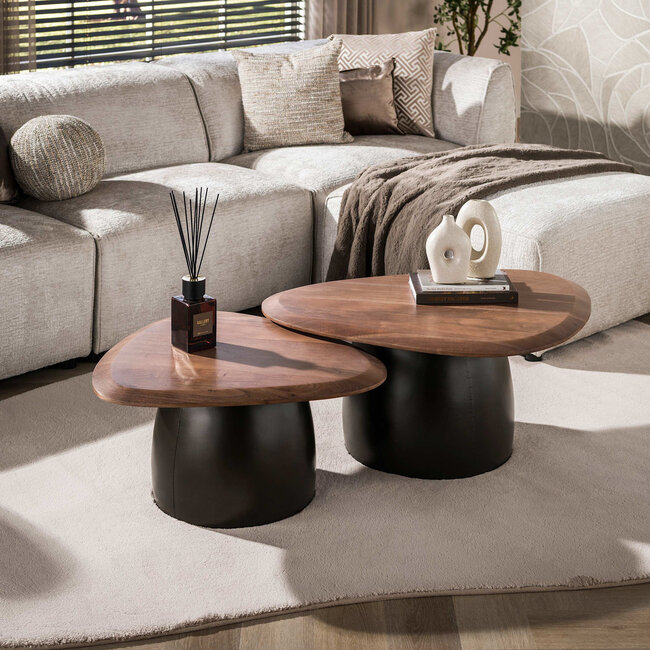 WoonStijl Salontafel Melta set van 2  acacia bruin
