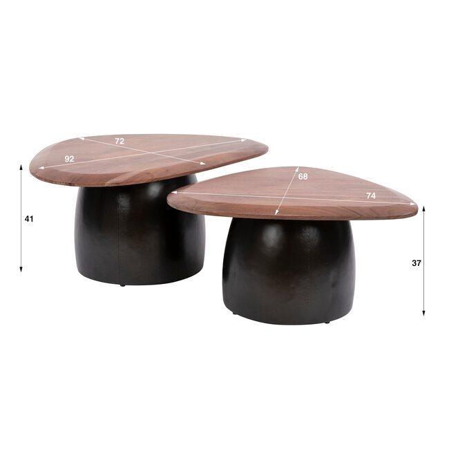 WoonStijl Salontafel Melta set van 2  acacia bruin