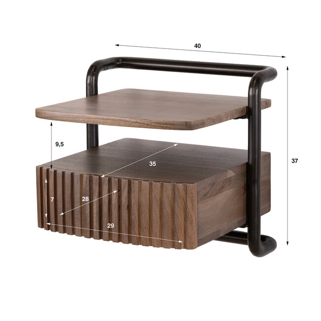 WoonStijl Nachtkastje Linea zwevend met 1 Lade