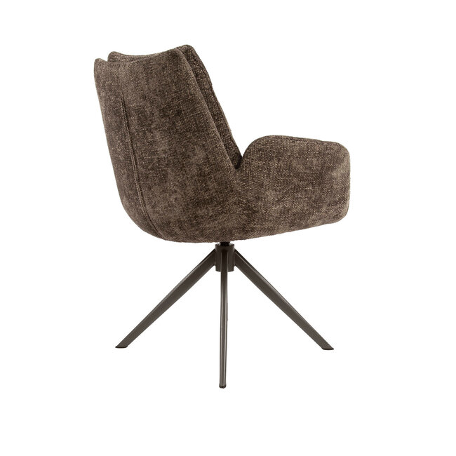WoonStijl Armstoel Lounge draaibaar taupe met bruin onderstel