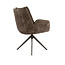 WoonStijl Armstoel Lounge draaibaar taupe met bruin onderstel
