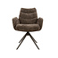 WoonStijl Armstoel Lounge draaibaar taupe met bruin onderstel