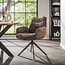 WoonStijl Armstoel Lounge draaibaar taupe met bruin onderstel