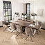 WoonStijl Armstoel Lounge draaibaar taupe met bruin onderstel
