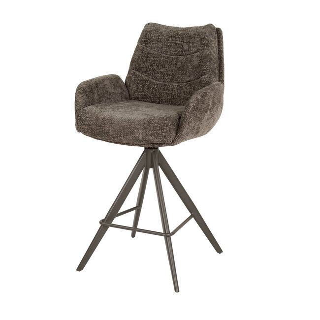 WoonStijl Barstoel lounge Rich taupe met bruin onderstel