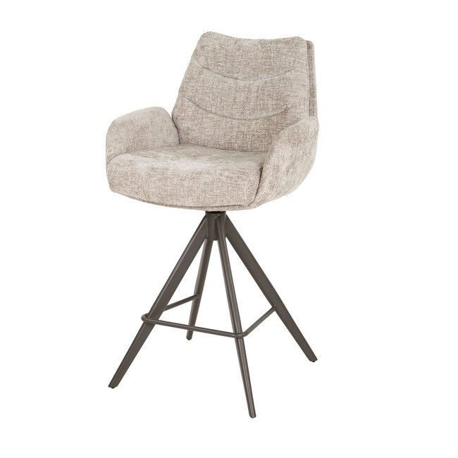 WoonStijl Barstoel lounge Rich zand met bruin onderstel