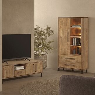WoonMax TV meubel Chatham Mango 2 deuren, 1 lade en 1 open vak - 160 cm