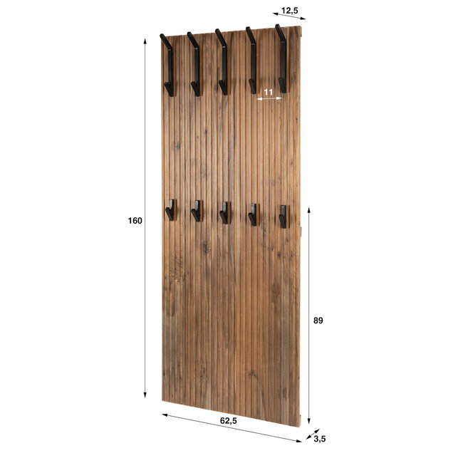 WoonStijl Kapstok Panel hoog 10 haken