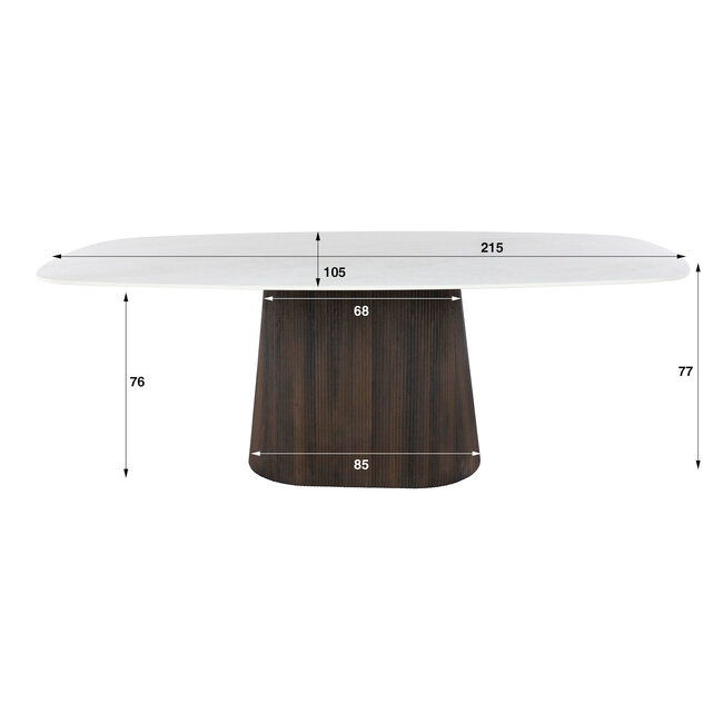 WoonStijl Eettafel Ceramo Centro deens ovaal 215cm Taj Mahal