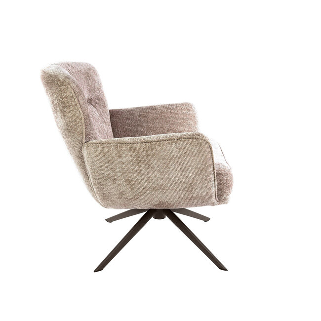 WoonStijl Fauteuil Forza draaibaar Hoven zand - bruin onderstel