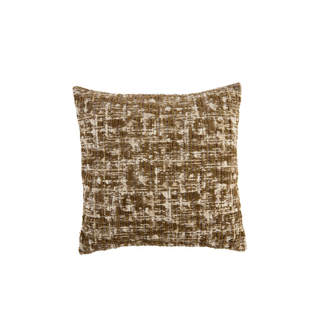 Light en Living Kussen 45x45 cm SALIDA olijfgroen + crèmekleurig met veren gevuld